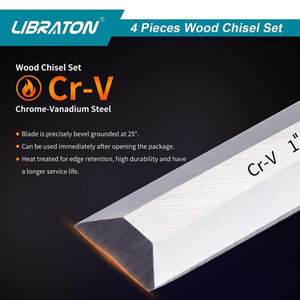 4-Piece Wood Chisel Set for Woodworking - Image 3