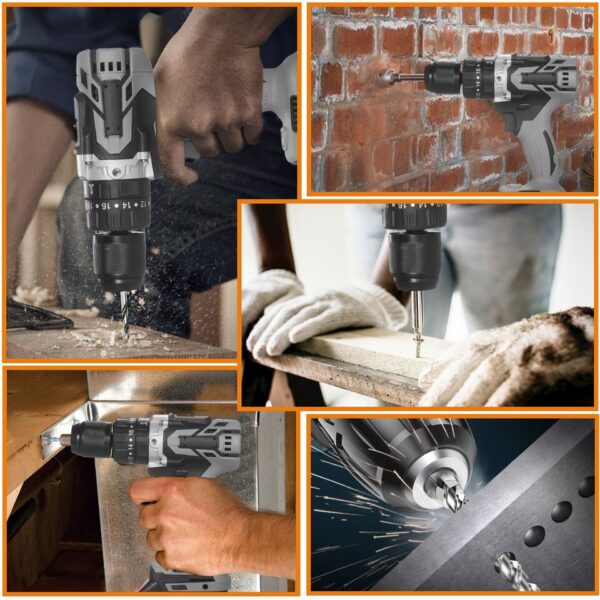 Cordless Electric Drill Driver with Hammer - Image 6