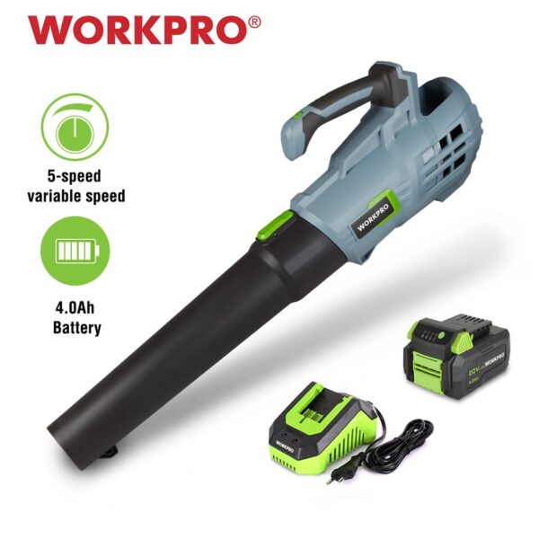 Cordless Leaf Blower with 4.0Ah Battery and Quick Charger