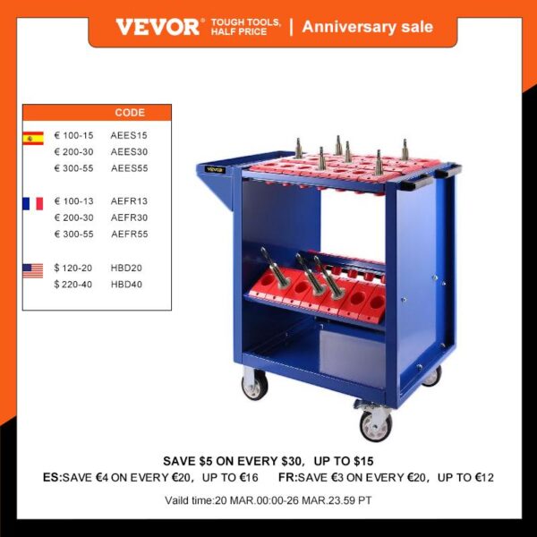 Tool Trolley Cart with 35 Tool Capacity - Image 2