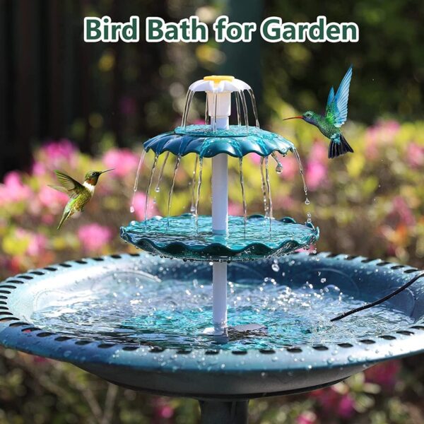 3 Tiered Bird Bath with Solar Pump - Image 2