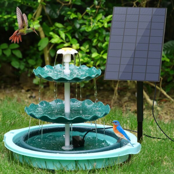 3 Tiered Bird Bath with Solar Pump - Image 9