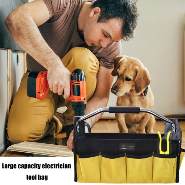 Large Capacity Canvas Electrician Tool Organizer Bag - Image 5