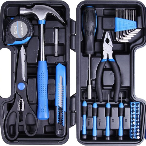 39-Piece Blue Household Tool Set with Storage Case - Image 4