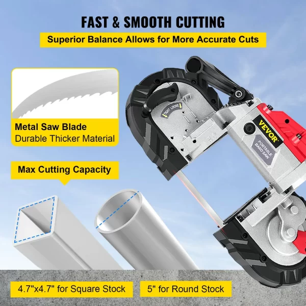 VEVOR Portable BandSaw 5Inch Cutting Capacity Cordless Variable Speed - Image 4