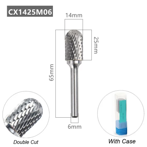 Tungsten Carbide Rotary File Burr Style C 6mm 1/4 Shank - Image 9