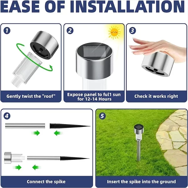 Solar Outdoor Lights Garden Lamp Solar Powered Waterproof Landscape Path lights - Image 13