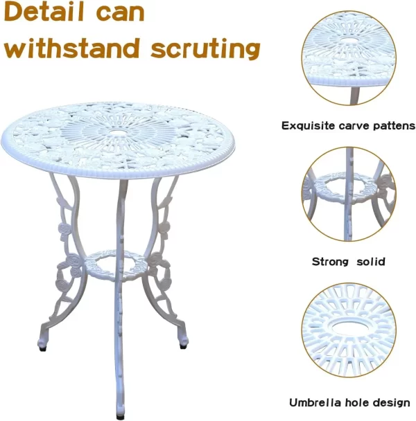 Patio Bistro Set.Rust-Resistant Cast Aluminum Bistro Table Set - Image 10