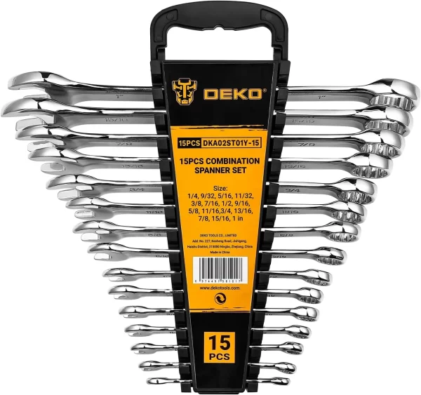 DEKOPRO Combination Wrench Set, SAE&Metric,  1/4'' to 1'' & 8-22mm, 12-Point - Image 8