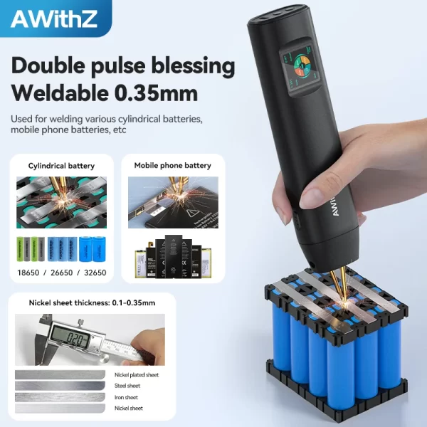 AWithZ Portable Spot Welder DIY Handheld Spot Welding Machine 90 Gears Adjustable Spot Welding for 18650 Lithium Battery - Image 3
