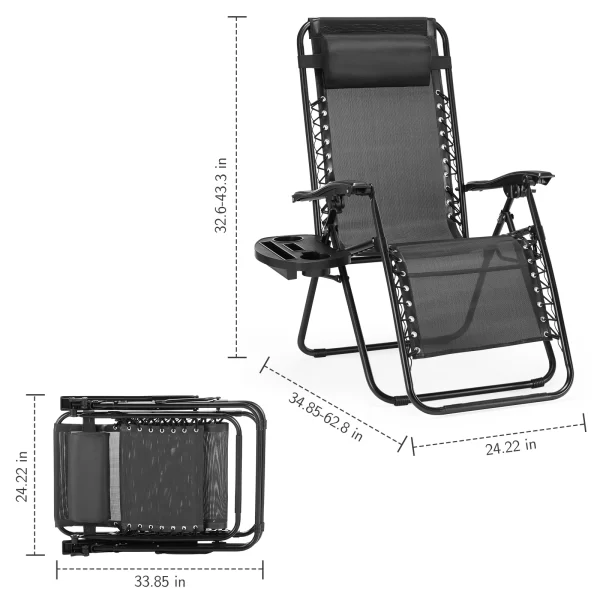 JHK Zero Gravity Set of 2 Portable Recliner - Image 4