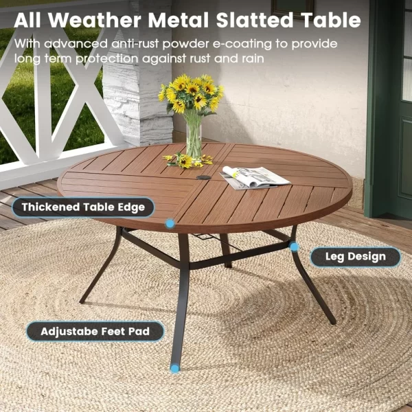 53.1" Round Outdoor Patio Dining Table for 6-8, All-Weather Metal - Image 4