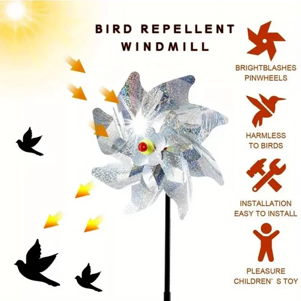 1pcs Bird Repeller Pinwheels Reflective Sparkly Scarecrow Pinwheel
