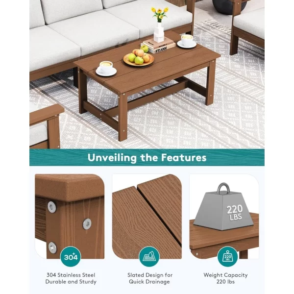 HDPE Patio Coffee Table, Rectangle, All-Weather - Image 6