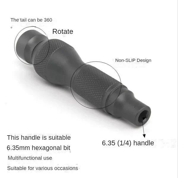 Aluminum Alloy Handle for Shank 1/4" Bits Comfortable Mini ScrewDriver - Image 18