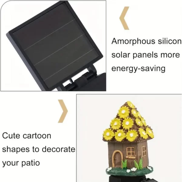 1pc creative solar resin mushroom house light, waterproof LED - Image 11