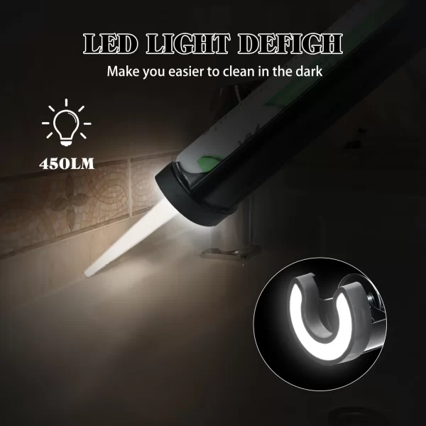 Electric Caulking Gun 10oz/300ml Cordless Caulk Gun 4 Adjustable Speeds with LED Light for Dewalt 20V Battery (No Battery) - Image 5