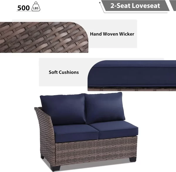 Patio Furniture Set 7 Piece Wicker Dining,  Patio Table and Chairs Set, Sofa - Image 12