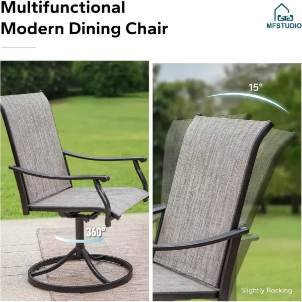 Swivel Patio Dining Chairs Set of 2, Outdoor Swivel Chairs with High Back, - Image 4
