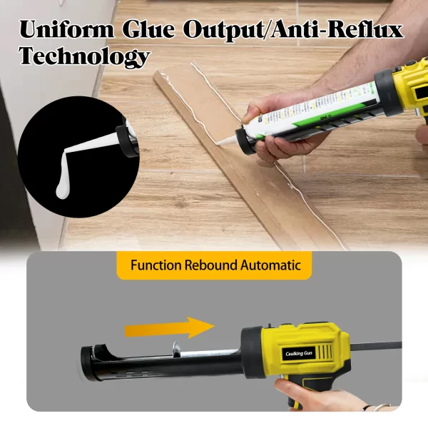 Electric Caulking Gun 10oz/300ml Cordless Caulk Gun 4 Adjustable Speeds with LED Light for Dewalt 20V Battery (No Battery) - Image 4