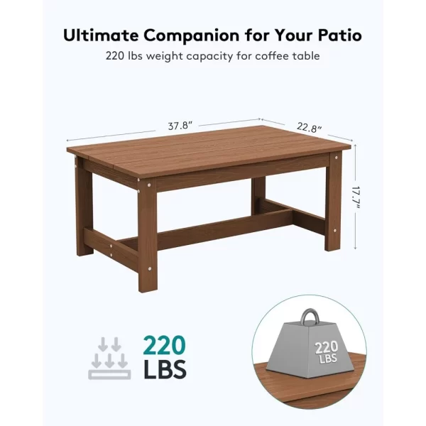 HDPE Patio Coffee Table, Rectangle, All-Weather - Image 3