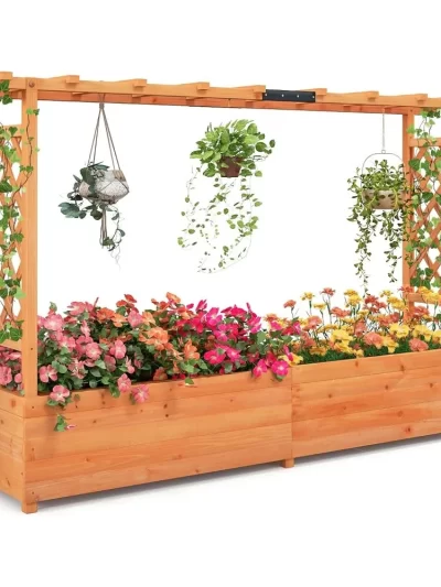 Raised Garden Bed with Trellis & Hanging Roof