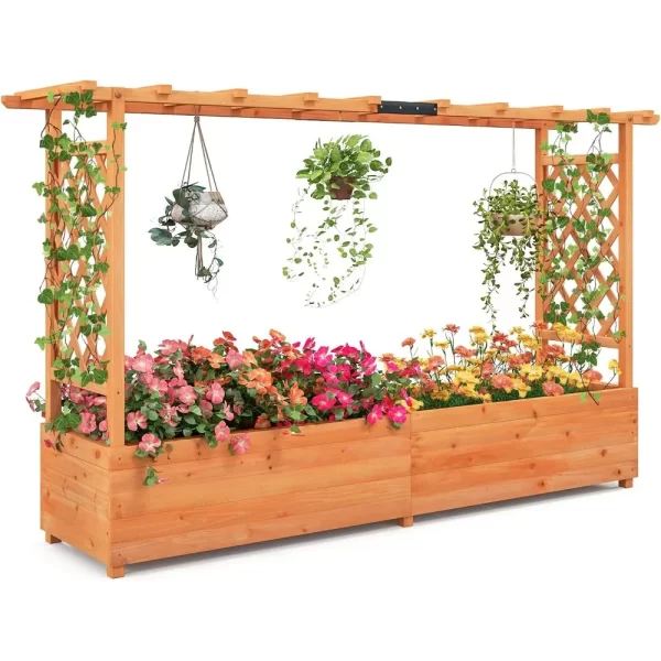 Raised Garden Bed with Trellis & Hanging Roof