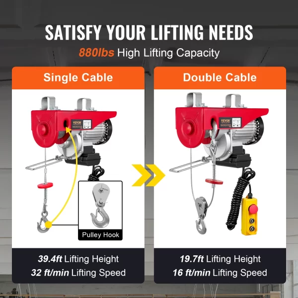 VEVOR 200-800kg Electric Hoist with Wired/Wireless Remote Control Lifting Crane Cable Hoist Winch for Boat Car Garage Elevator - Image 4