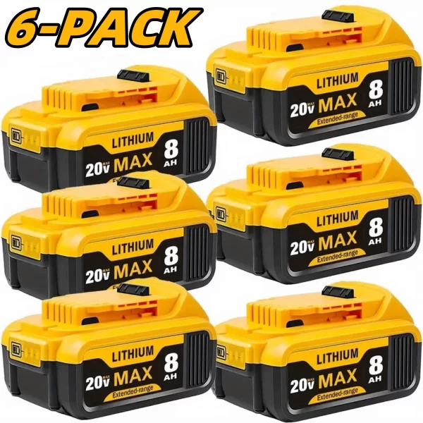 8.0Ah 20V Lithium-Ion Replacement Batteries for Dewalt Cordless Tools