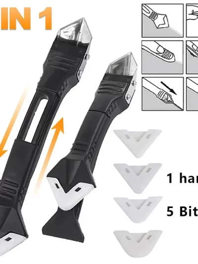 5 in 1 Metal Head Shovel Glue Tool Kit: Silicone Spatula, Caulk Remover