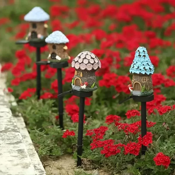 1pc creative solar resin mushroom house light, waterproof LED - Image 13