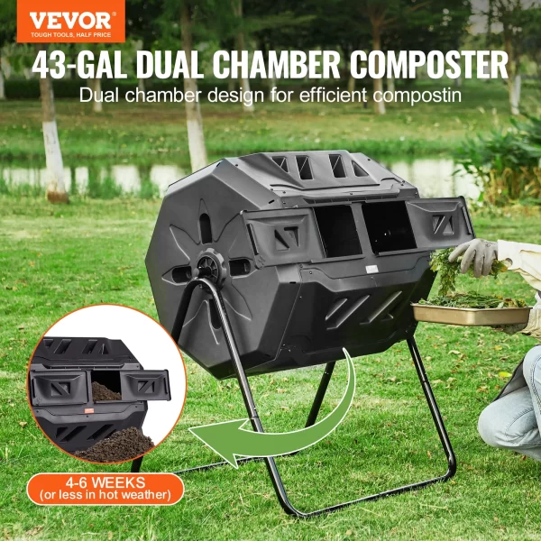VEVOR Compost Bin 18.5/37/43-Gal Dual Chamber - Image 2