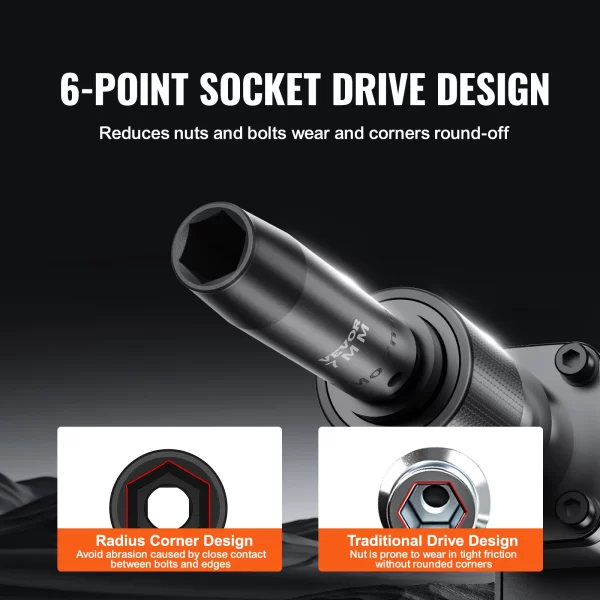 VEVOR 1/2" Drive Impact Socket Set  6 Point - Image 4