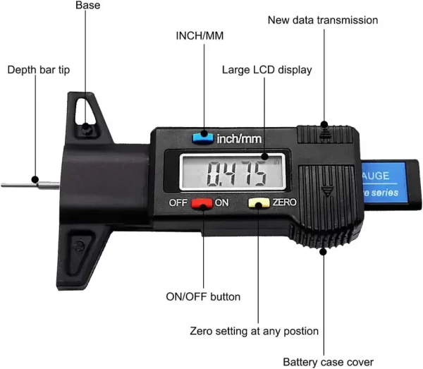 1PC Digital Depth Gauge Caliper Tread Depth Gauge - Image 9