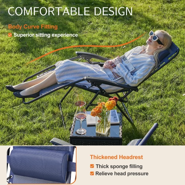 JHK Zero Gravity Set of 2 Portable Recliner - Image 15