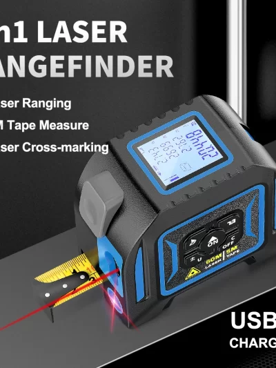 3 in 1 Laser Rangefinder 5M Tape Measure Ruler Distance Meter