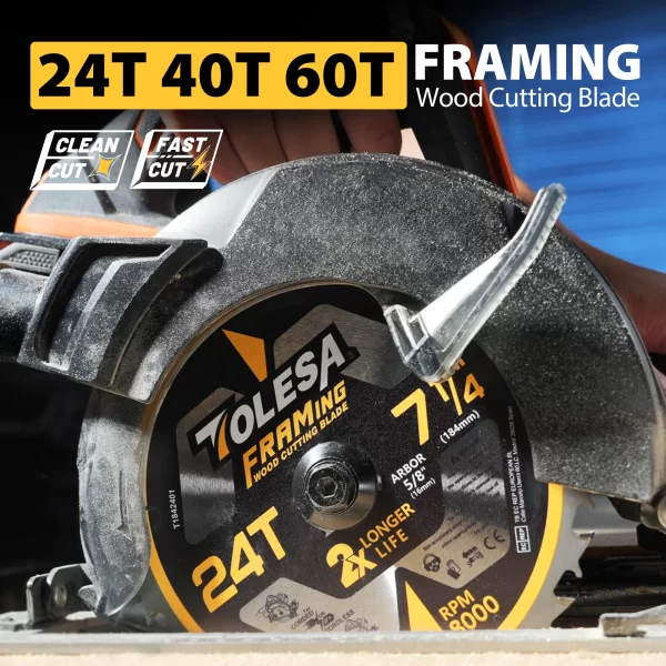TOLESA 24&40&60 Teeth Saw Blades 3pcs 7 1/4 Saw Blade with 5/8" Arbor - Image 5