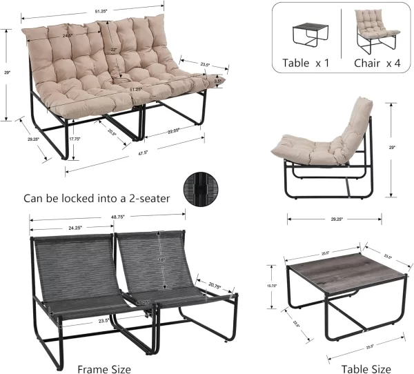 5 Piece Patio Furniture Set, Bistro Furniture Set - Image 5