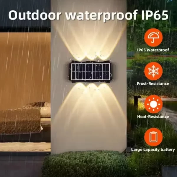 Solar Wall Lamp Outdoor LED Solar Light Waterproof Up And Down Luminous - Image 2