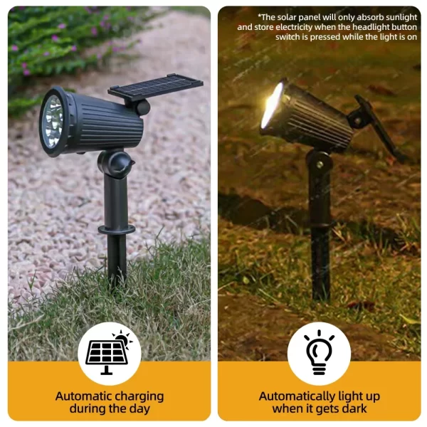 9 LED Solar Spot Lights IP65 Waterproof Outdoor RGB Solar Landscape Lights Brightness Adjustable for Garden Yard Palm Trees - Image 4