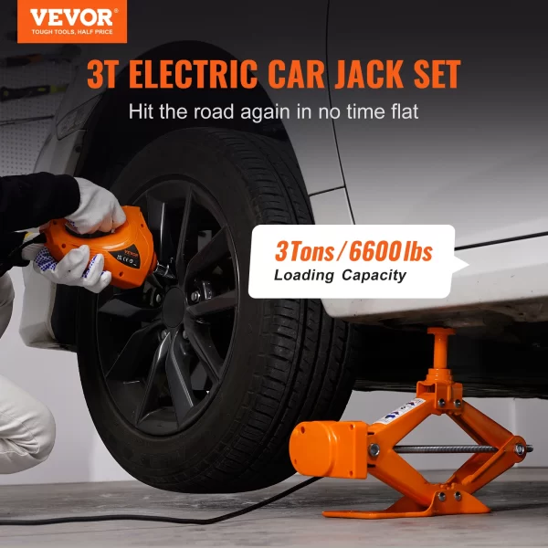 VEVOR Electric Car Jack 3 Ton Scissor Jack with Electric Impact Wrench 12V Portable Car Jack - Image 2