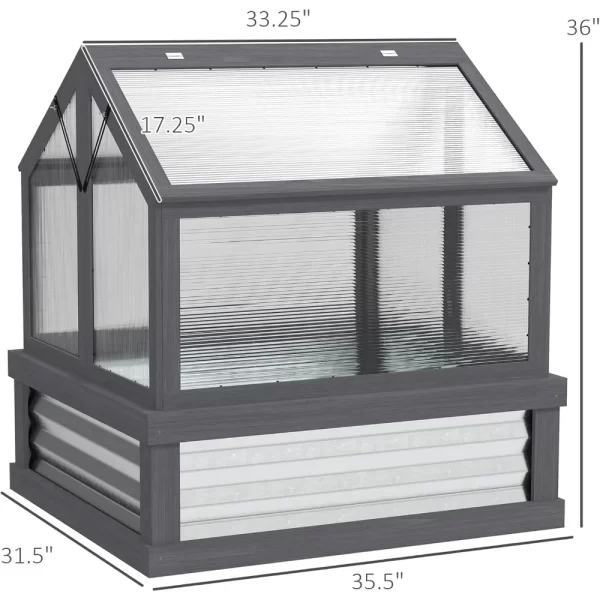 Raised Garden Bed with Polycarbonate Greenhouse, Wooden Cold Frame Greenhouse, Garden Flower Planter Protection - Image 5
