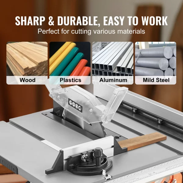 VEVOR Table Saw for Jobsite 10inch 15-Amp 25-in Max Rip Capacity 40T Blade Portable Compact for DIY Woodworking Furniture Making - Image 6