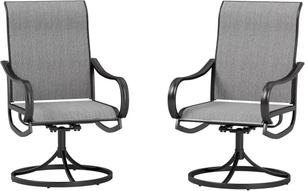 Swivel Patio Dining Chairs Set of 2, Outdoor Swivel Chairs with High Back, - Image 9