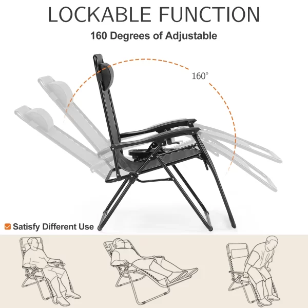 JHK Zero Gravity Set of 2 Portable Recliner - Image 5