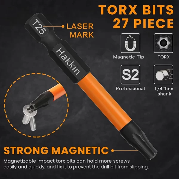 27Pcs Torx Impact Driver Bit Set 25mm 60mm Torx Screwdriver - Image 10