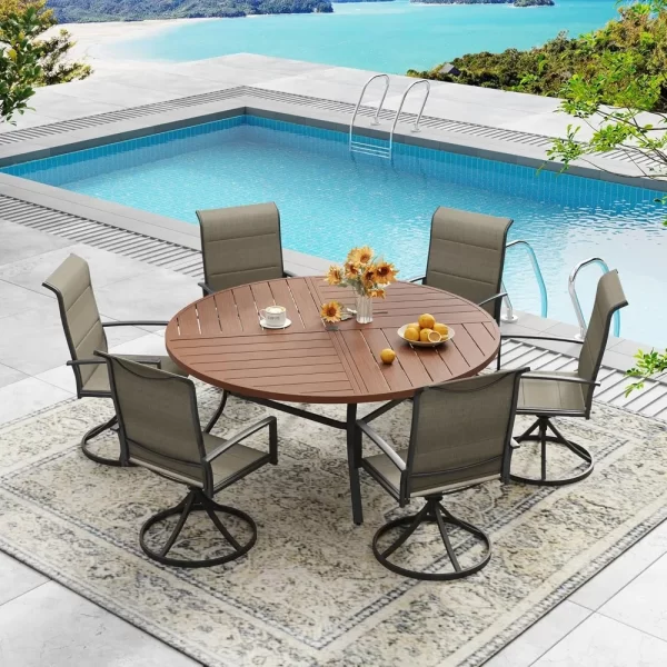 53.1" Round Outdoor Patio Dining Table for 6-8, All-Weather Metal - Image 2