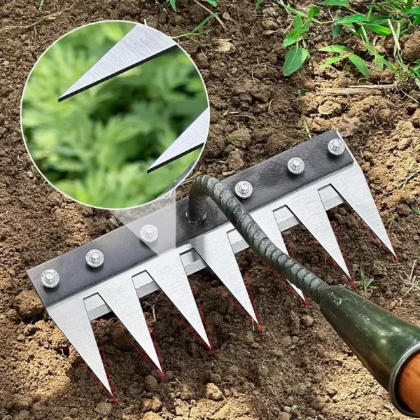 5/6/7/8 Teeth Carbon Steel Garden Hand Rake Farm Tool Weeder - Image 3
