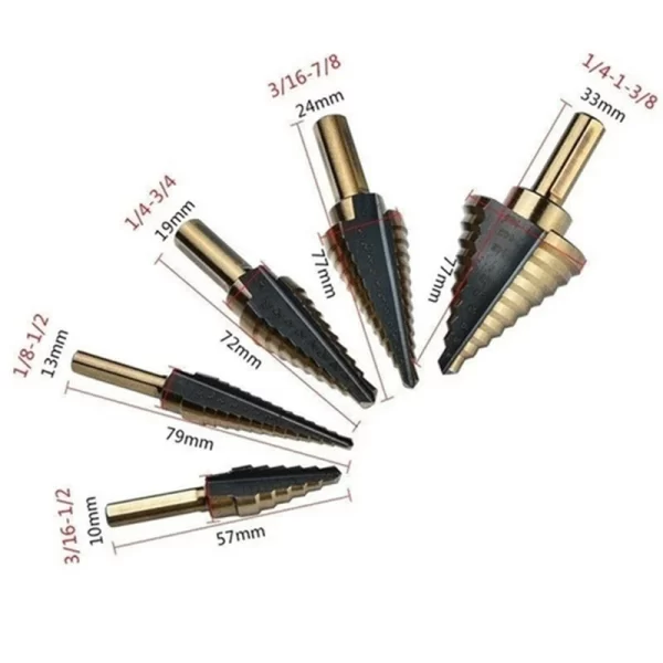 5pcs Step Drill Bit Set Carbide Drill Perforator Hole Cutter Tool - Image 6