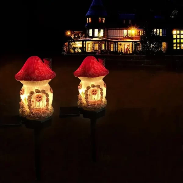 1pc creative solar resin mushroom house light, waterproof LED - Image 8